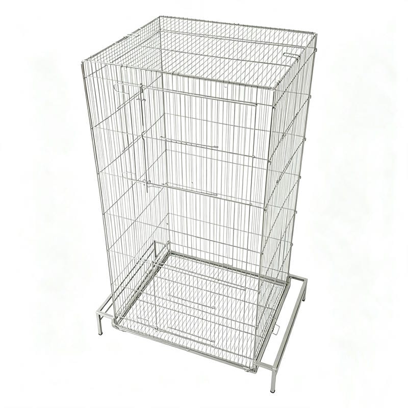 Square Foldable 304 Stainless Steel Bird Cage, Large Durable Cage for Parrots, Rabbits & Breeding
