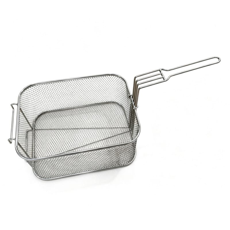 304 Stainless Steel Rectangular Deep Fryer Basket, Commercial Restaurant Fry Basket with Handle for French Fries
