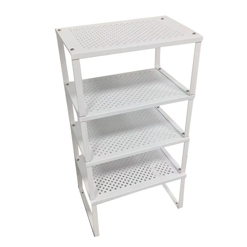 Japanese Style 4-Tier Wrought Iron Kitchen Floor Standing Storage Rack for Microwave and Pot Organizer