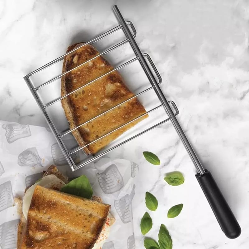 304 Stainless Steel Toaster Sandwich Holder with Handle for 2 Slices