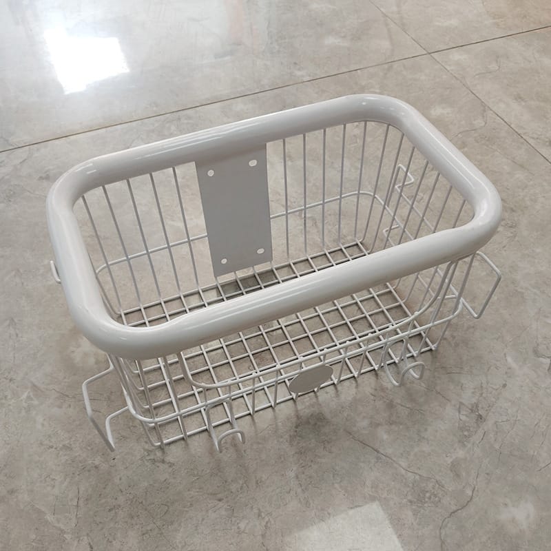 Custom Iron Storage Basket for Computer Cart, Monitor Stand and Infusion Pump Organizer