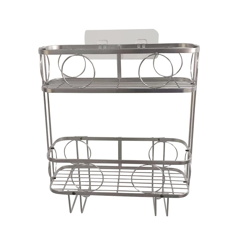 No-Drill 201 Stainless Steel Toilet Tank Storage Rack, Double-Layer Wall-Mounted Organizer Above Toilet